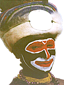 [Mt. Hagen boy with red and white painted face mask: 23k]