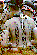 [Woman with marking pen tattoos on her back: 23k]