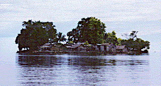 [Solomon Island village built on coral blocks in Langalanga Lagoon: 25k]