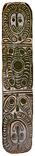 [Wogumas area shield, upper Sepik River with two faces: 11k]
